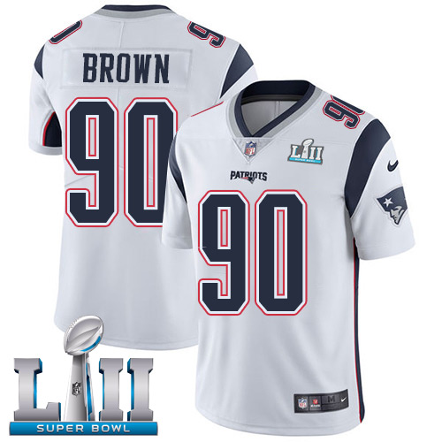 Nike Patriots #90 Malcom Brown White Super Bowl LII Men's Stitched NFL Vapor Untouchable Limited Jersey